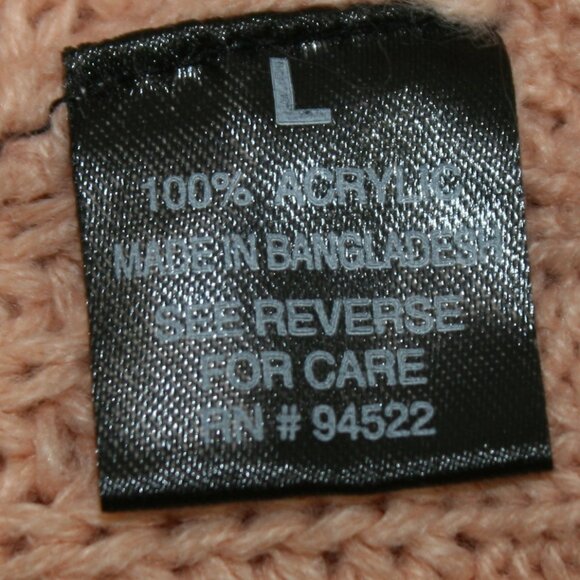 LU NYC Sweater Knit Wrap Front Twist Knot Pullover V-Neck Pastel Peach Large - Picture 6 of 12